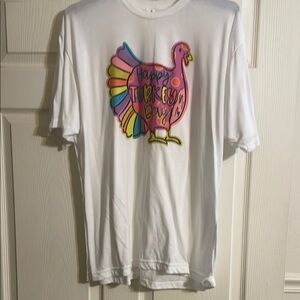 White happy turkey day Colorful Turkey Design XL